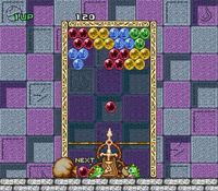 une photo d'Ã©cran de Puzzle Bobble - Bust a Move sur Nintendo Super Nes